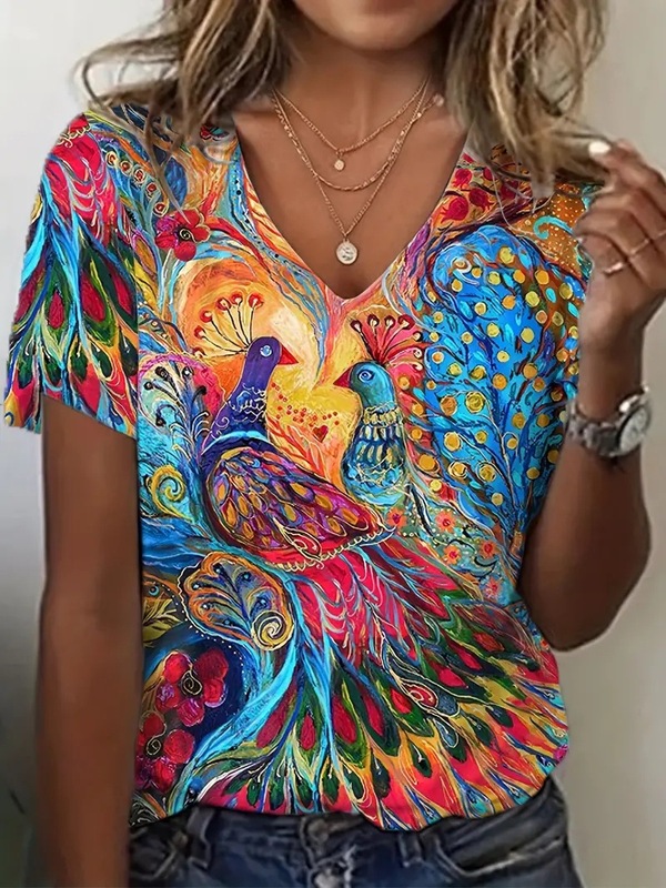 女性vネック大サイズ半袖tシャツクロスボーダー新ファッションゆるいtシャツ源工場卸売り安い上着|undefined