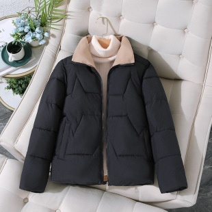 2024 autumn and winter new short cotton-padded jacket women's fashion plus size small cotton-padded coat padded loose collar coat women