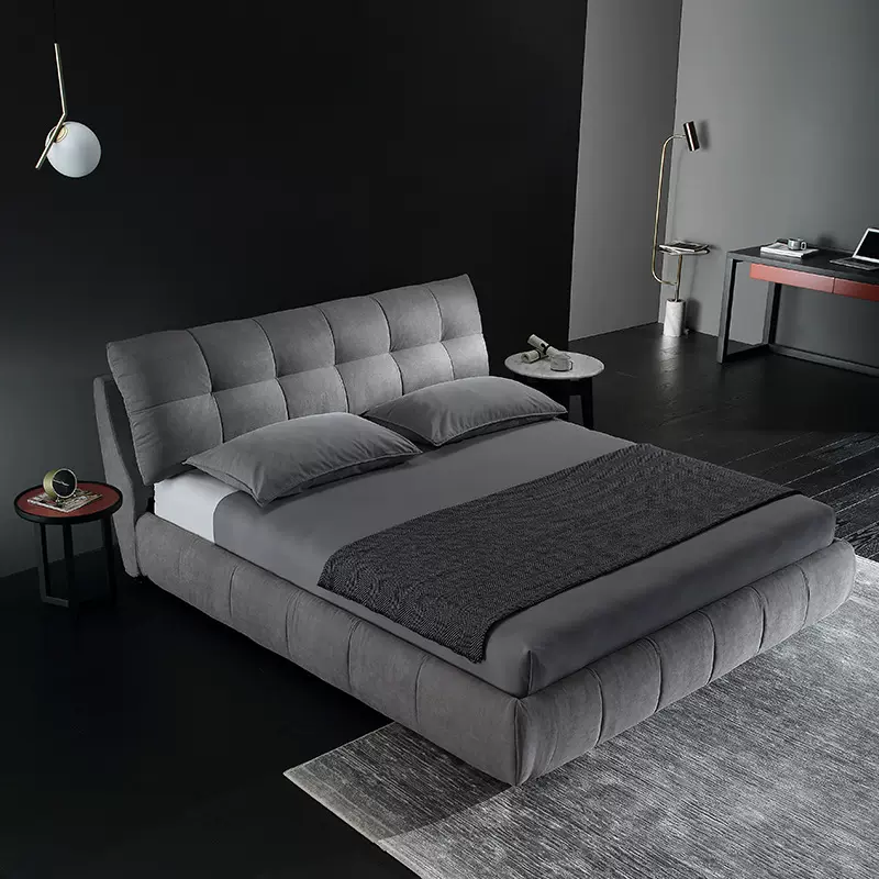 北欧轻奢布艺床ins网红床现代简约婚床可拆洗布床主卧双人床软床