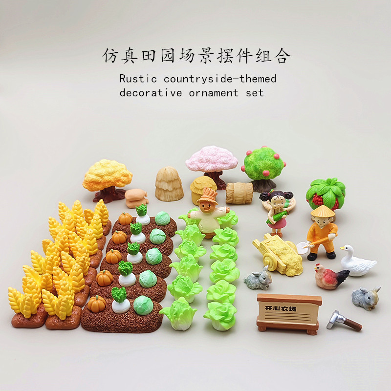 Micro-Landscape Creative Artificial Farmland Vegetable Garden Scene Accessories DIY Scarecrow Farmer Wheat Miniature Farm Ornaments