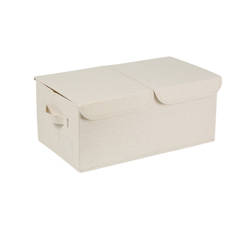 2023 nuevo ecológico algodón Lino inodoro plegable lavable doble tapa caja de almacenamiento pantalones de almacenamiento en el hogar