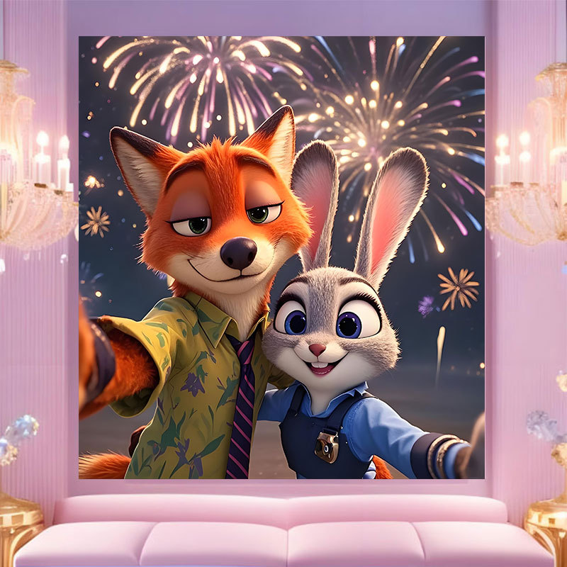 20 * 20 Crazy Zoo City pintura digital a mano diy dibujos animados pintura a mano Judith Decoration