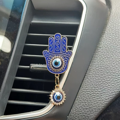 Clip Car Accessories, Car Perfume Aromatherapy - painted-oil-golden-palm-hanging-eyes-with-scented-tablets