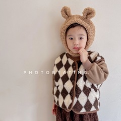 2023 Kids' Autumn/Winter Outfit New Children's Korean Style Lamb Wool Vests for Girls Winter Wear 21806
