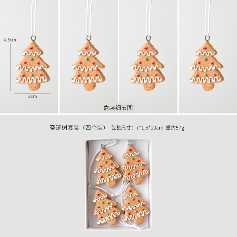 跨境新款圣诞树脂姜饼人糖果圣诞树小挂件圣诞节场景装饰布置挂饰|undefined