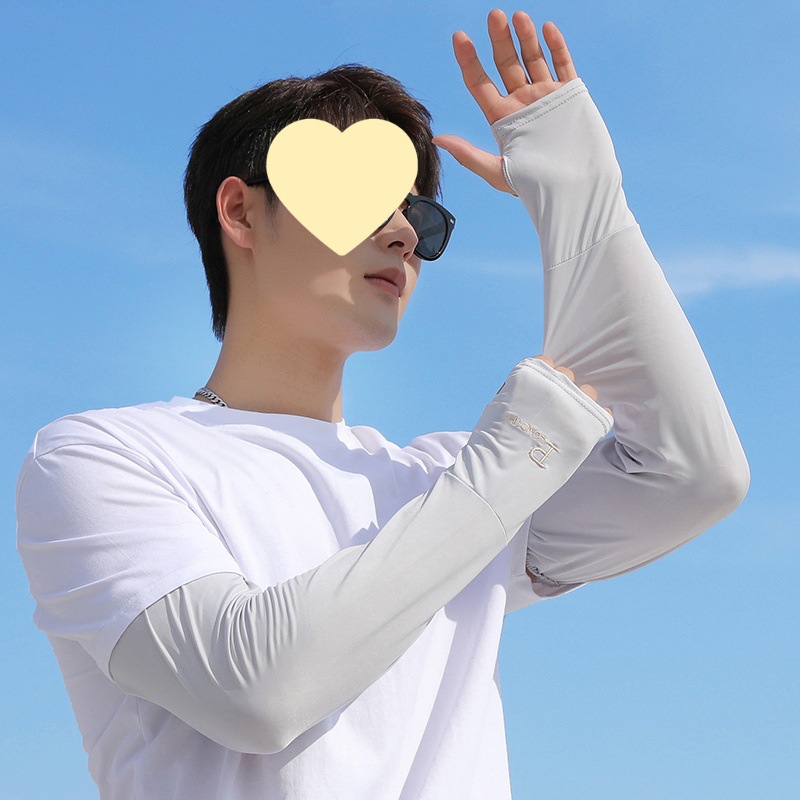 남성용 아이스 실크 더 긴 넓어진 아이스 슬리브 여름 플러스 사이즈 느슨한 태양 보호 소매 UV 보호 소매 팔 소매