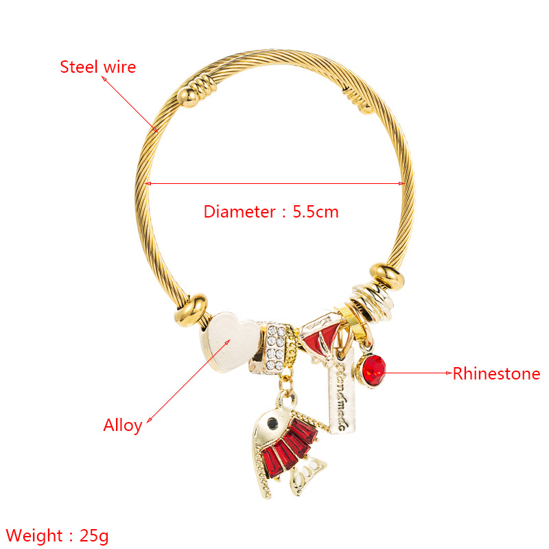Wholesale Jewelry Fashion Geometric Alloy Titanium Steel Artificial Gemstones 14K Gold Plated Plating Bracelets display picture 1