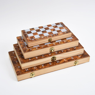 Cross-Border Chess Board Wooden Three-In-One Foldable Chess Board Set Student Competitive Educational Toy