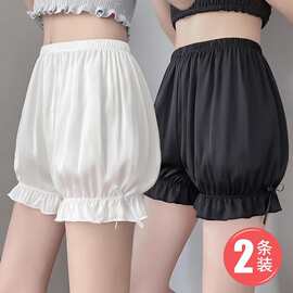 蝴蝶结安全裤防走光女夏季薄款花苞裤宽松洛丽塔南瓜裤保险短裤jk