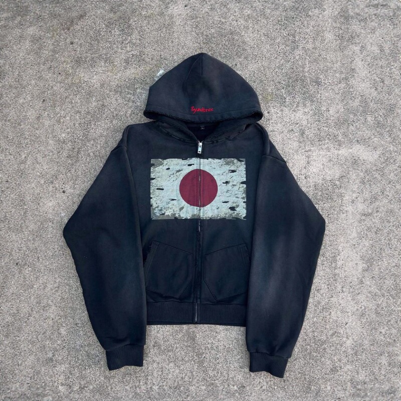 Cross-Border European and American Style 2025 New Y2K Street Punk Zipper Hoodie for Men and Women Loose Long-Sleeved Sweatshirt Jacket