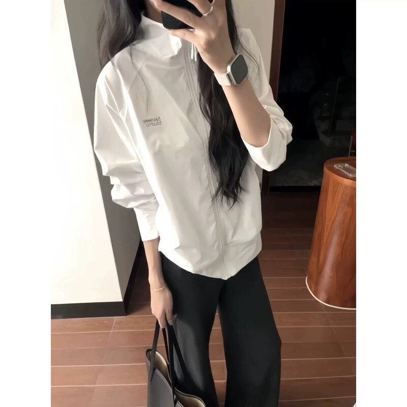 Korean-Style White Stand-Collar Sun Protection Jacket for Women, Summer 2026 New Lightweight Uv Protection Cool Sun Protection Cardigan