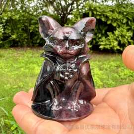 复古哥特披风恶猫水晶雕刻件 收藏工艺品家居办公装饰摆件批发