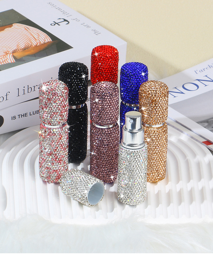 70g Weight Subpackage Bottle Makeup Tools Types 1 Piece Quantity Glass, Clay Diamond Material Solid Color Pattern Glam Style 10ml Diamond-Embedded Perfume Sub-Bottles Vacuum Press Makeup Travel Mini Spray Bottle 1