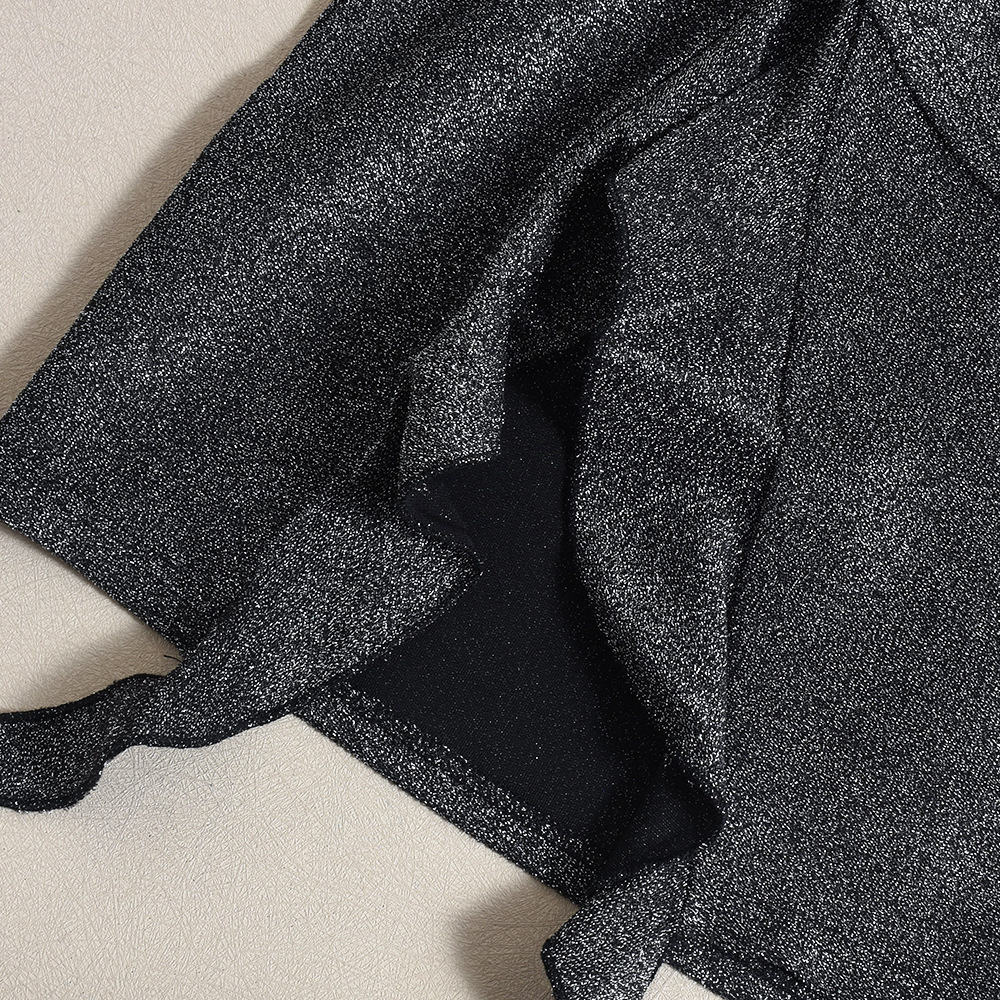 Women Spring Summer Silver Silk Cropped Irregular Asymmetric Strap Dress Women