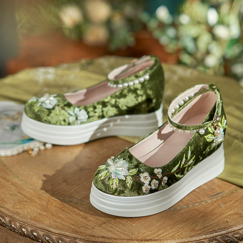 Lvqi увеличила 7 см круглая жемчужная обувь