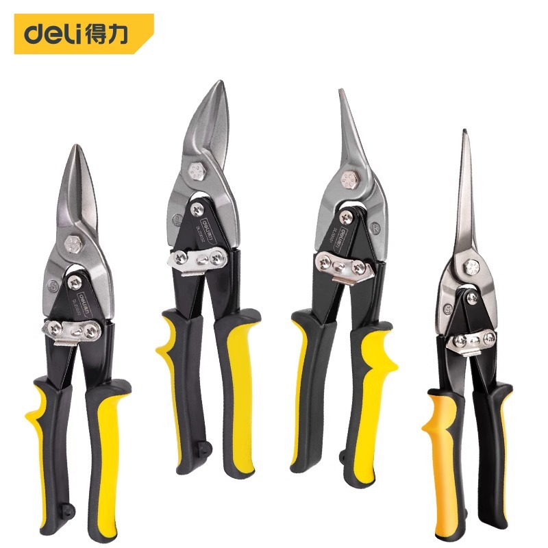 得力工具 DL20033高碳钢长直头航空剪不锈钢板剪刀铁皮剪子11英寸