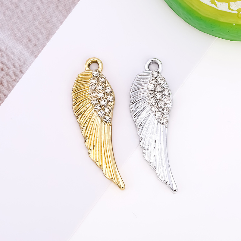 Cross-Border European and American Style Angel Feather Accessories Pendant Simple Diamond Wings Alloy Small Pendant DIY Jewelry Accessories