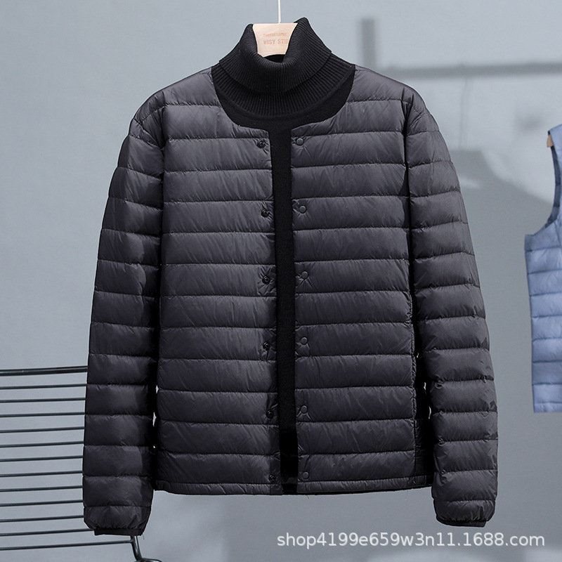 Men's Round Neck V-Neck Dual-Use Ultra-Lightweight down Jacket with White Duck Down, Lightweight and Warm down Jacket Liner