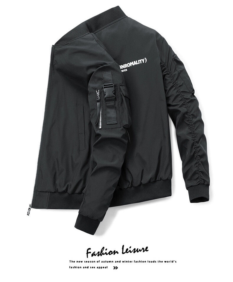 Monochrome Herren-Outdoor-Herbstjacke in europäischen Größen, Softshell-Jacke mit Stehkragen, Sport-Baseballjacke, Fliegerjacke der US-Luftwaffe_voghion.com