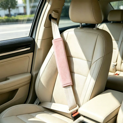 Seat belt shoulder pad – for car seatbelts - 50cm-pinkseatbelt-shoulder-pad