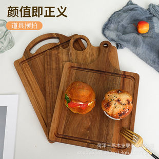 Cross-Border Acacia Wood Cutting Board Household Fruit Cutting Food Supplement Chopping Board Solid Wood Cutting Board Pizza Chopping Board Cross-Border Cutting Board