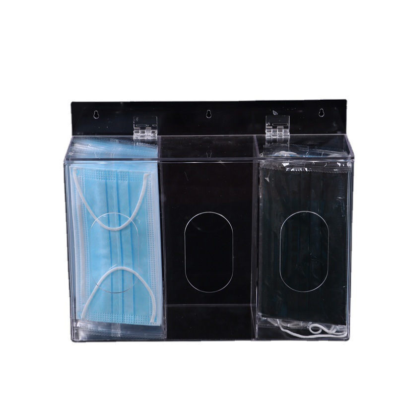 Caja de máscara de acrílico caja de máscara de acrílico de vidrio orgánico transparente máscara de escritorio caja de almacenamiento de tejido
