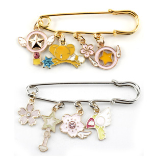 Hot Selling Varied Sakura Magic Card Girl Sakura Small Star Stick Bird Stick Magic Wand Red Heart Wing Pin Schoolbag Decoration
