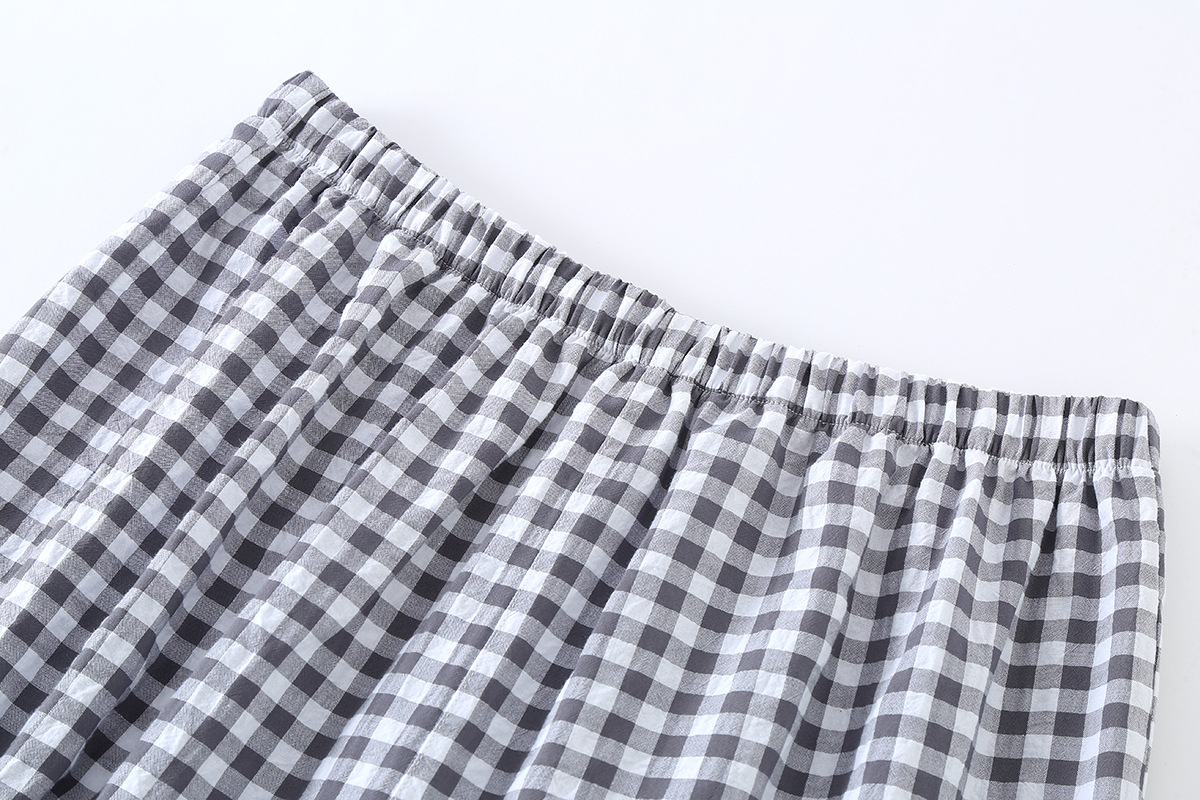 Baumwolle Plaid Design männer Hosen Pyjamas Homewear Anzug für Herbst Dünne Kurzarm Hosen Plaid Homewear Pyjamas Männer – Detail 25
