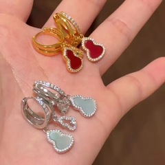 双葫芦吊坠耳环女新款贝壳爆款高级感红玛瑙耳钉小众设计感复古气
