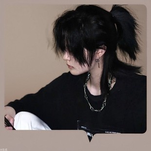 Samurai head wig Japanese handsome neutral mullet head fluffy natural wolf tail men's and women's hair set in stock a generation of hair