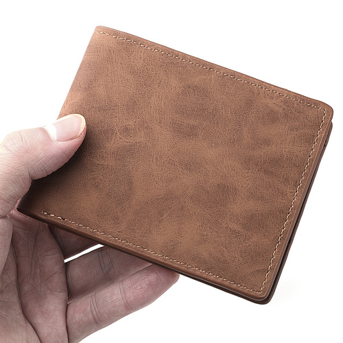  New Wallet Men's Men's Short Zipper Simple Soft Leather Thin Wallet Retro Leather Wallet Student