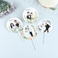 結婚して花嫁の扇子を迎えて、団扇の透明な扇子を写真に撮って、無料でpvc広告の扇子をデザインします。