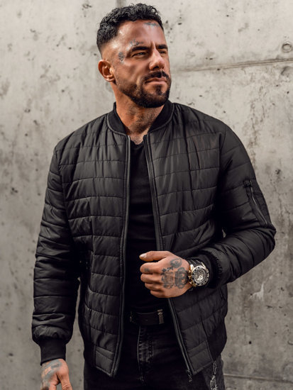 Men's Padded Quilted Stand Collar Warm Cotton Coat Jacket_voghion.com