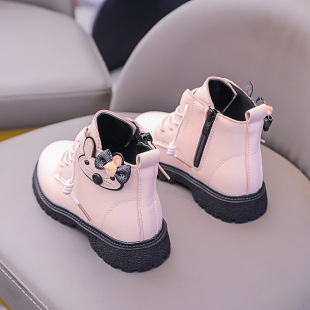 Girls' Boots Kidsren's Short Boots 2023 Autumn and Winter New Style Medium and Large Kidsren's Soft-Soled Girls' Boots British Style Princess Boots