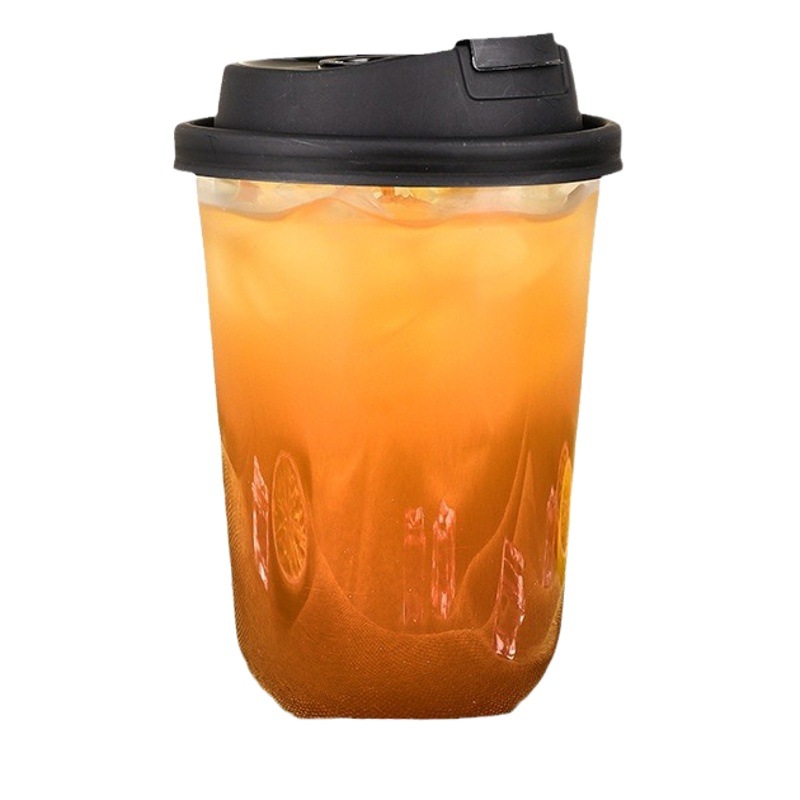 89 calibre taza de té de leche desechable taza de café para mascotas té de frutas Té de limón transparente con tapa bebida fría taza comercial