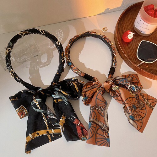 Retro chain streamer headband new satin fabric pressure headband headband women's hair tied system braided headwear