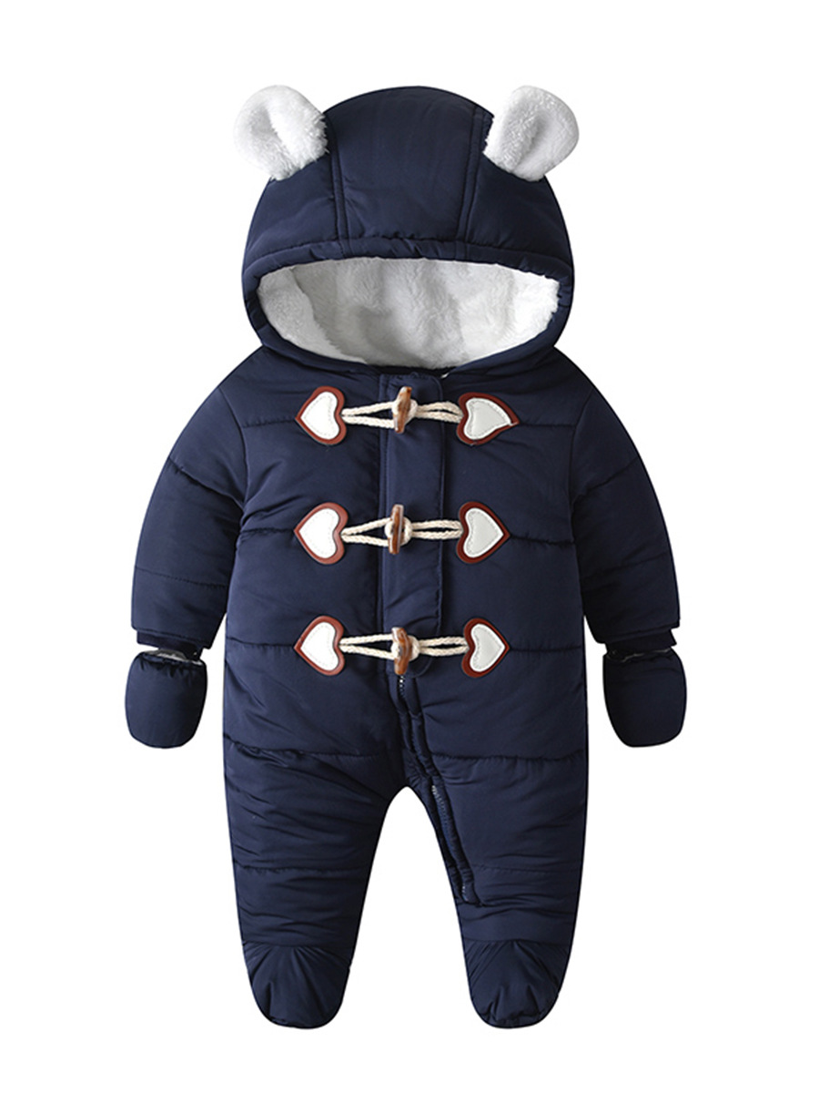 Mono de invierno para bebé, grueso, con algodón y forro polar para mayor calidez, ropa de algodón para bebé, ropa infantil, estilo coreano con capucha