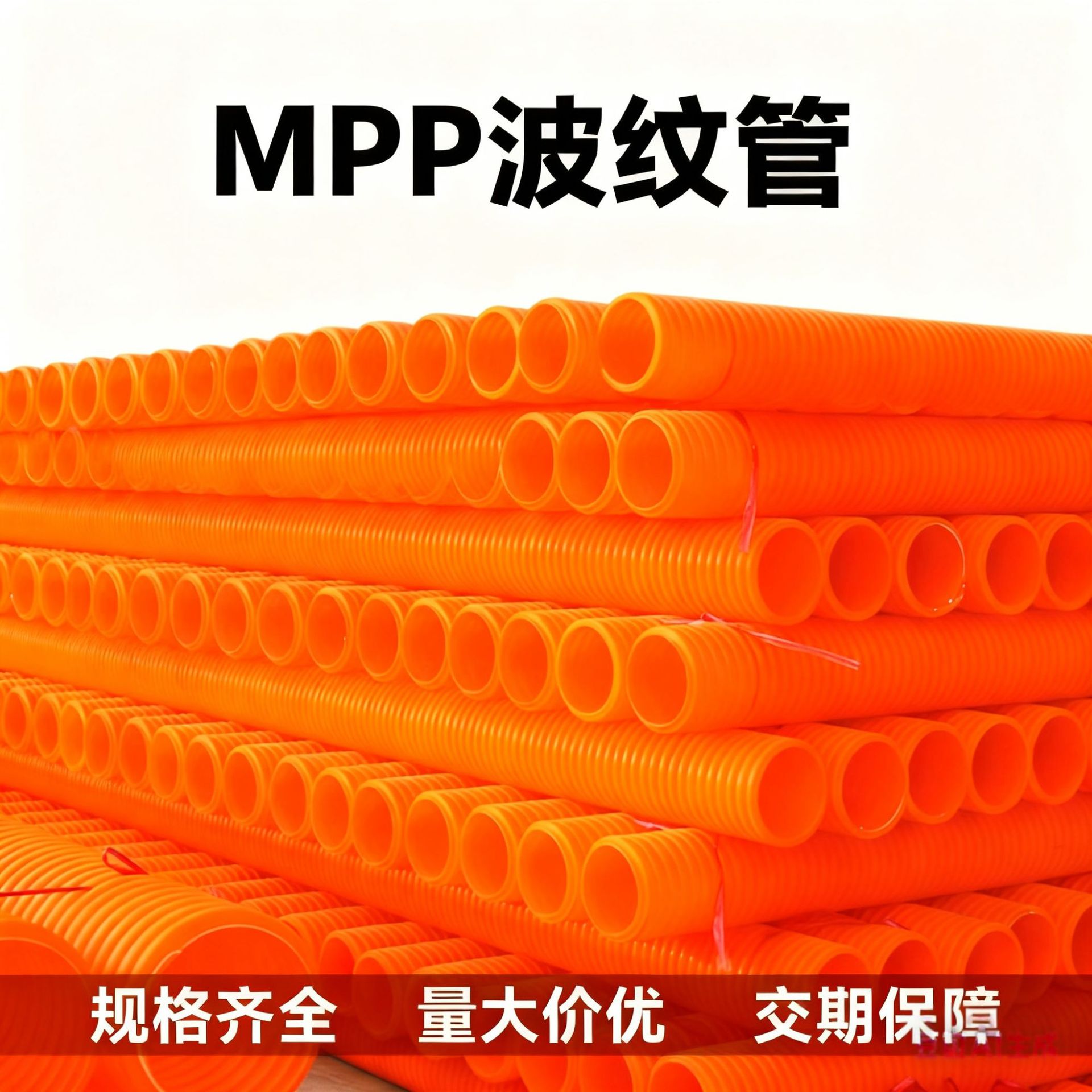 厂家直销圆形电缆穿线保护管农村改造橘红色聚丙烯双壁mpp波纹管
