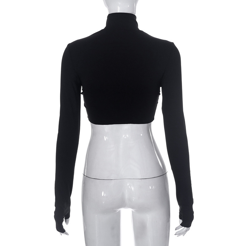 Title 7, Womens sheer mesh navel round neck long sleeve...