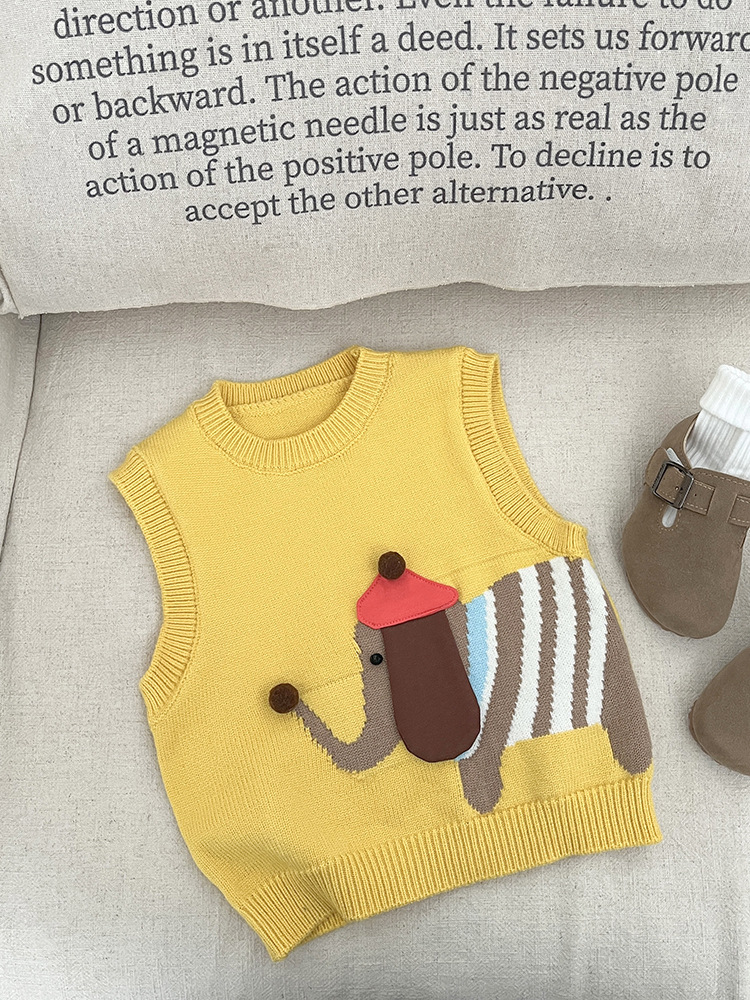 Primavera y otoño chaleco de punto coreano para bebés encantadores chalecos sin mangas de dibujos animados para bebés y bebés chalecos sueltos de moda