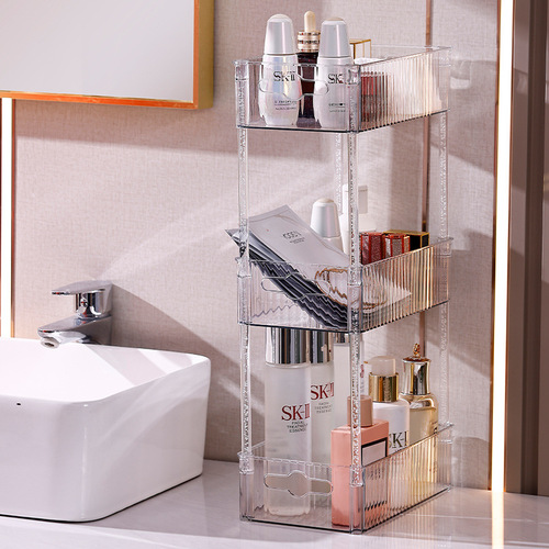 Light luxury cosmetics storage rack, transparent desktop storage box, multi-layer storage rack, bathroom sink top dressing table rack