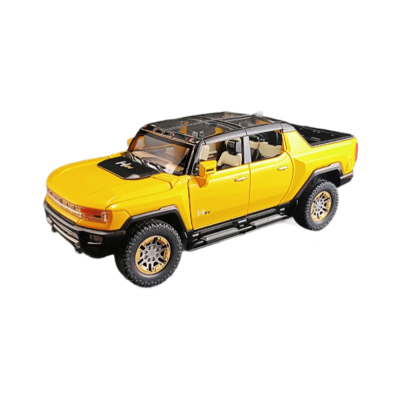 Famoso modelo de coche de aleación de arte 1:22 camión pickup Hummer vehículo todoterreno luz y sonido de retorno coche de juguete modelo de sonido decoración al por mayor