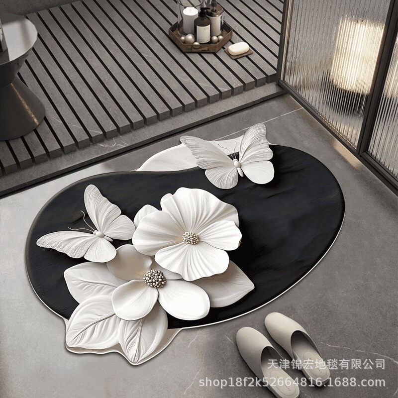 Bathroom mat with French light luxury design, diatomite floor mat, non-slip, dirt-resistant, wear-resistant, insulating, easy to maintain Bathroom mat with French light luxury design, diatomite floor mat, non-slip, dirt-resistant, wear-resistant, insulating, easy to maintain
