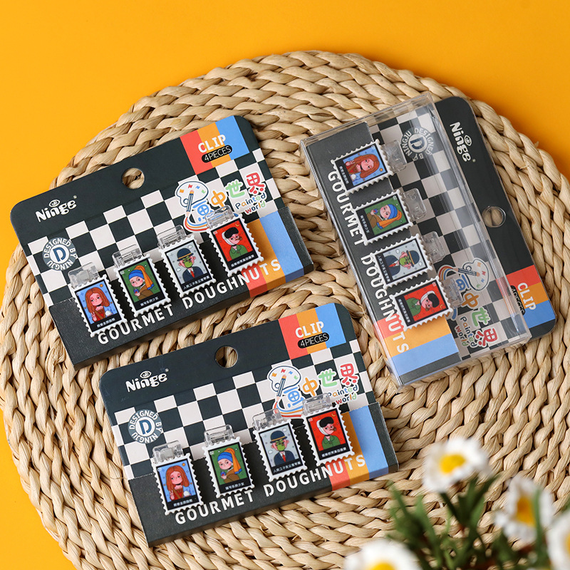 宁巨文创画中世界水晶夹仿真饼干亚克力透明小夹子办公学习收纳夹|ms