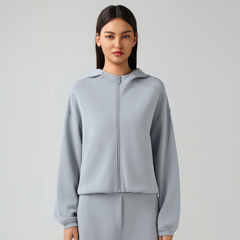 Nuevo deportivo encapuchado con cremallera cardigan suelto camiseta casual mujer versátil perezosa carrera chaqueta de entrenamiento abrigo