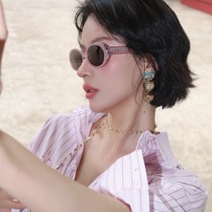 Fakem 板材椭圆框女2025新品限定满天星 nnel太阳镜配近视BC-2218