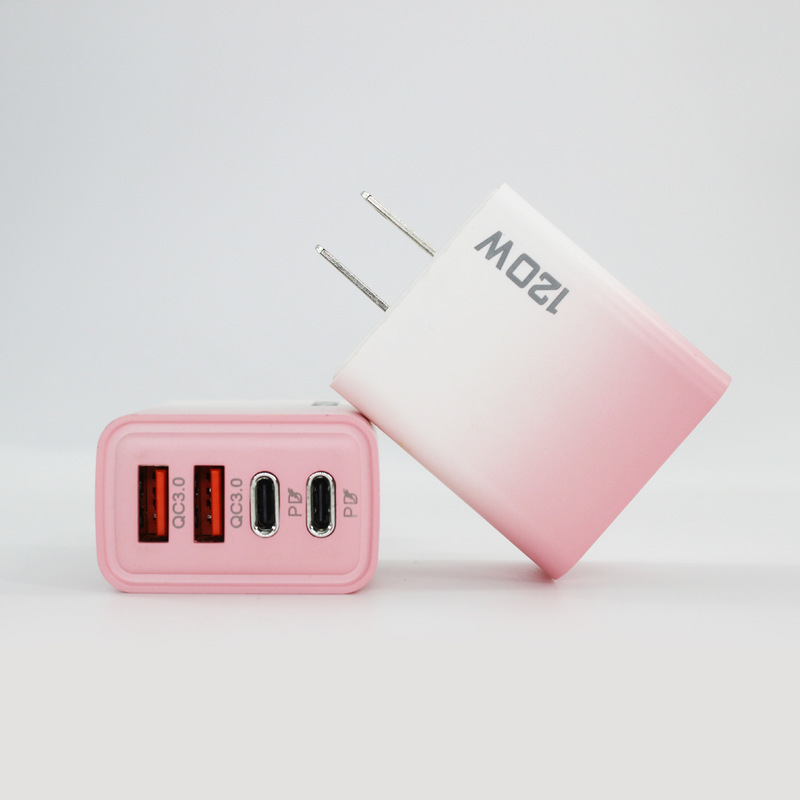 クロスボーダー 120W 急速充電器 デュアル USB + デュアル Type-c マルチポート充電ヘッド 米国および欧州携帯電話充電器|undefined