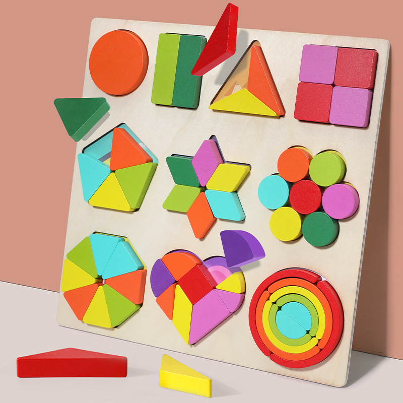 children Puzzle Toys Montessori Graph Panel Early education child shape Pair Geometry Building blocks Jigsaw puzzle suit