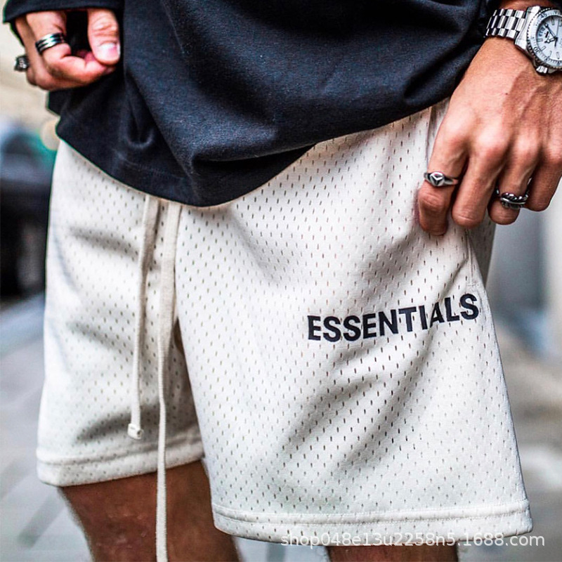 Men's Fashionable and Versatile Summer Sports Breathable Mesh Shorts for Men and Teenagers Fitness Fog Drawstring Letter Shorts