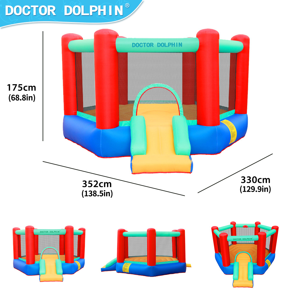 Doctor Delfín | Castillo inflable hexagonal para niños, castillo inflable para el hogar, castillo infantil, tobogán pequeño de juguete